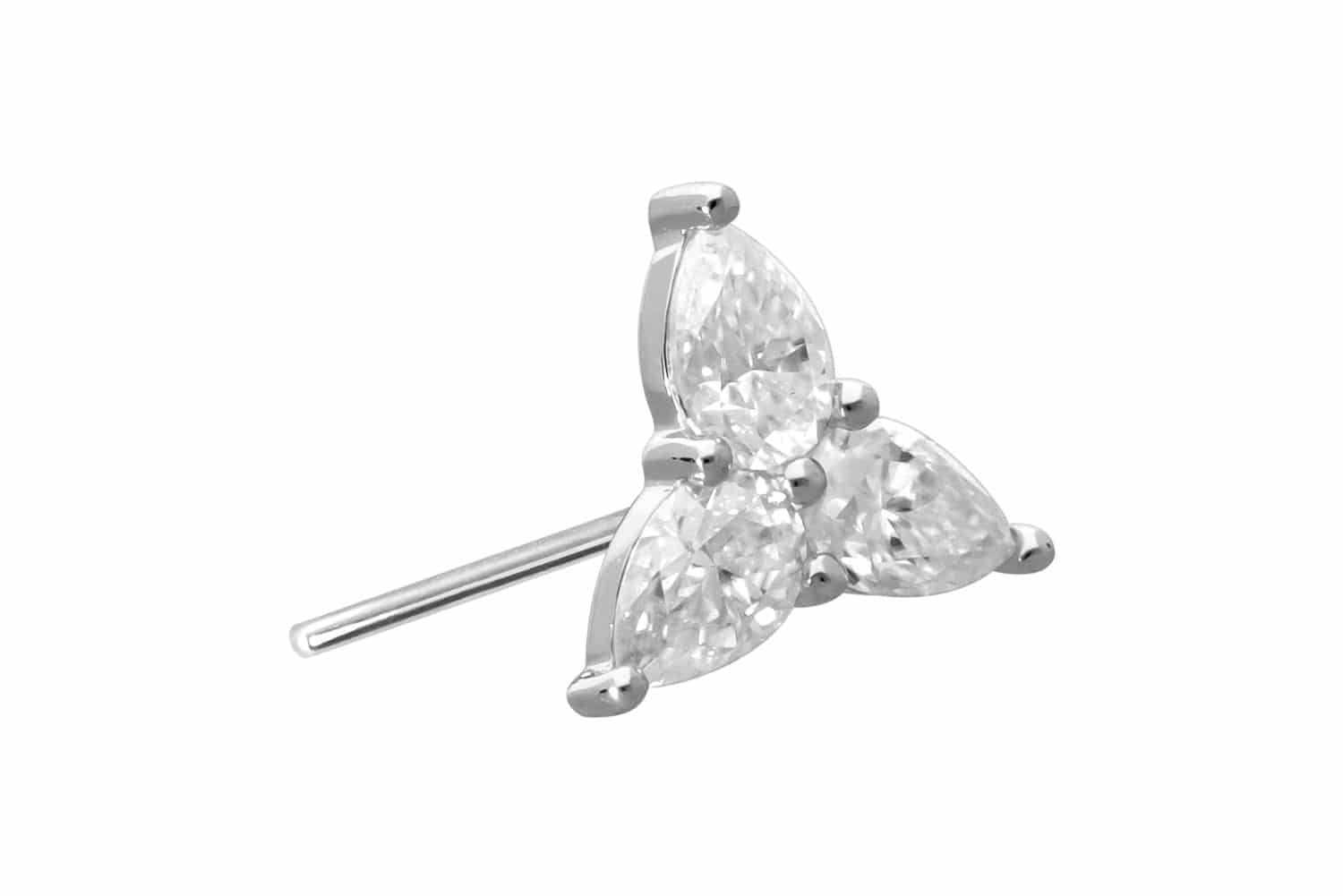 14 Karat Gold Aufsatz mit Titan Push Pin MOISSANIT-BLUME von Piercingline